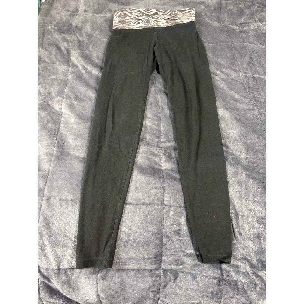 Victoria's Secret PINK Yoga Leggings Black Zebra Print Foldover Waistband XS